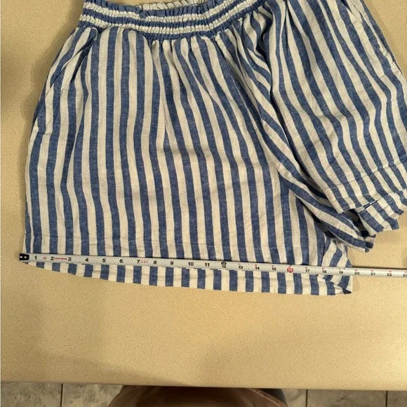 Ava Vic Shorts Blue White Striped Linen Blend Preppy Beach - Picture 10 of 13